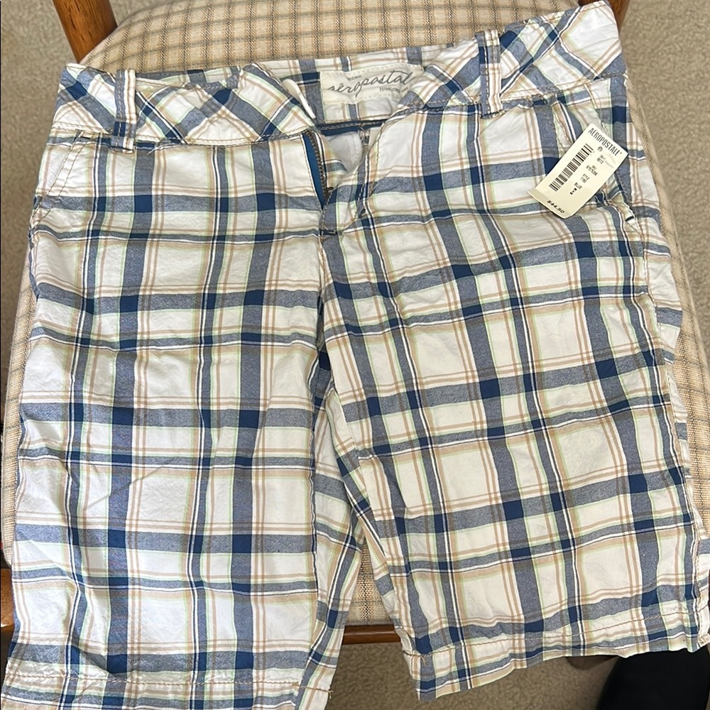 Aeropostale Women's Blue Plaid Shorts